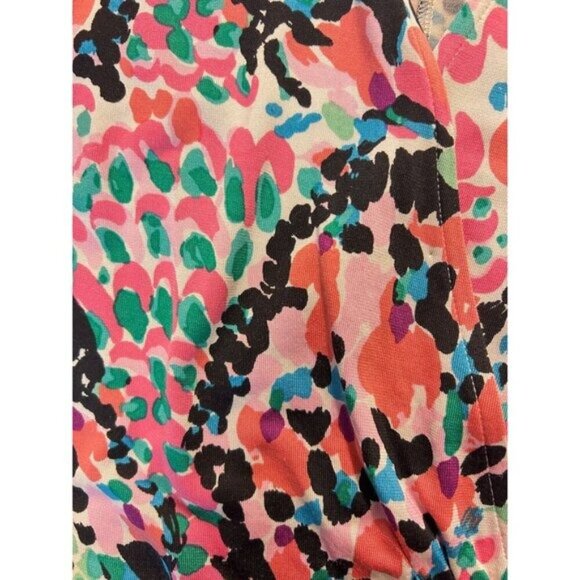 Lilly Pulitzer Pink abstract Silk blend pleated faux wrap Dress Medium - Picture 4 of 6